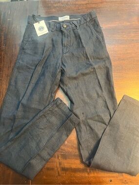 Men's Linen Blend Chinos - Navy